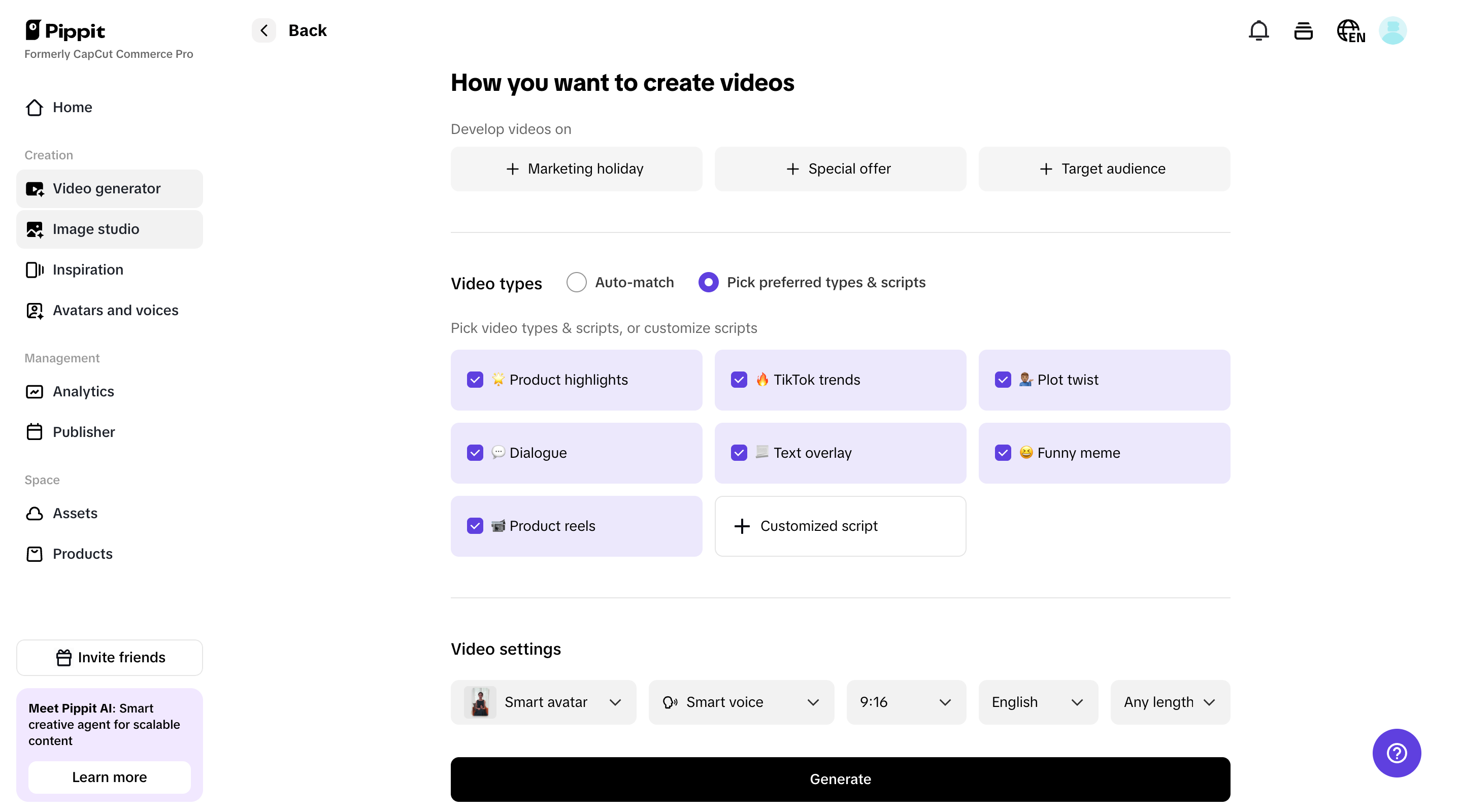 Customize settings for videos