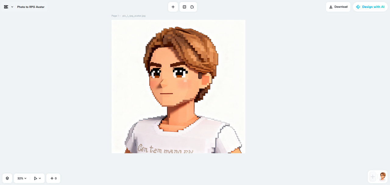 Reka bentuk AI CapCut mencipta avatar daripada foto ke RPG Video game