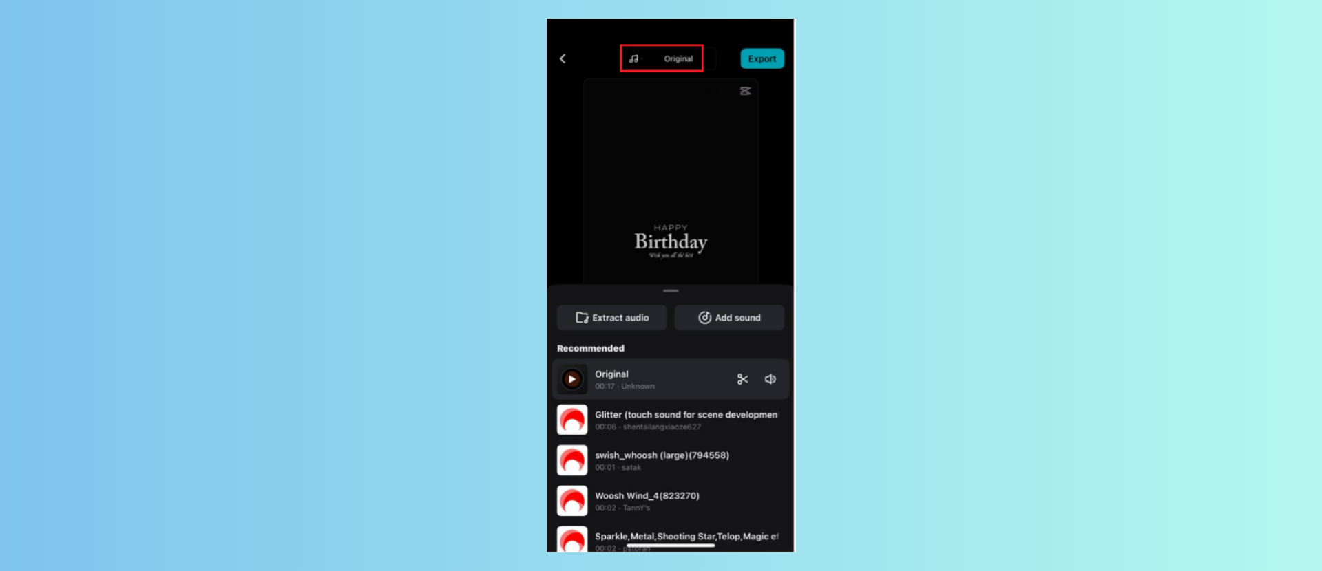 Music sync for birthday videos