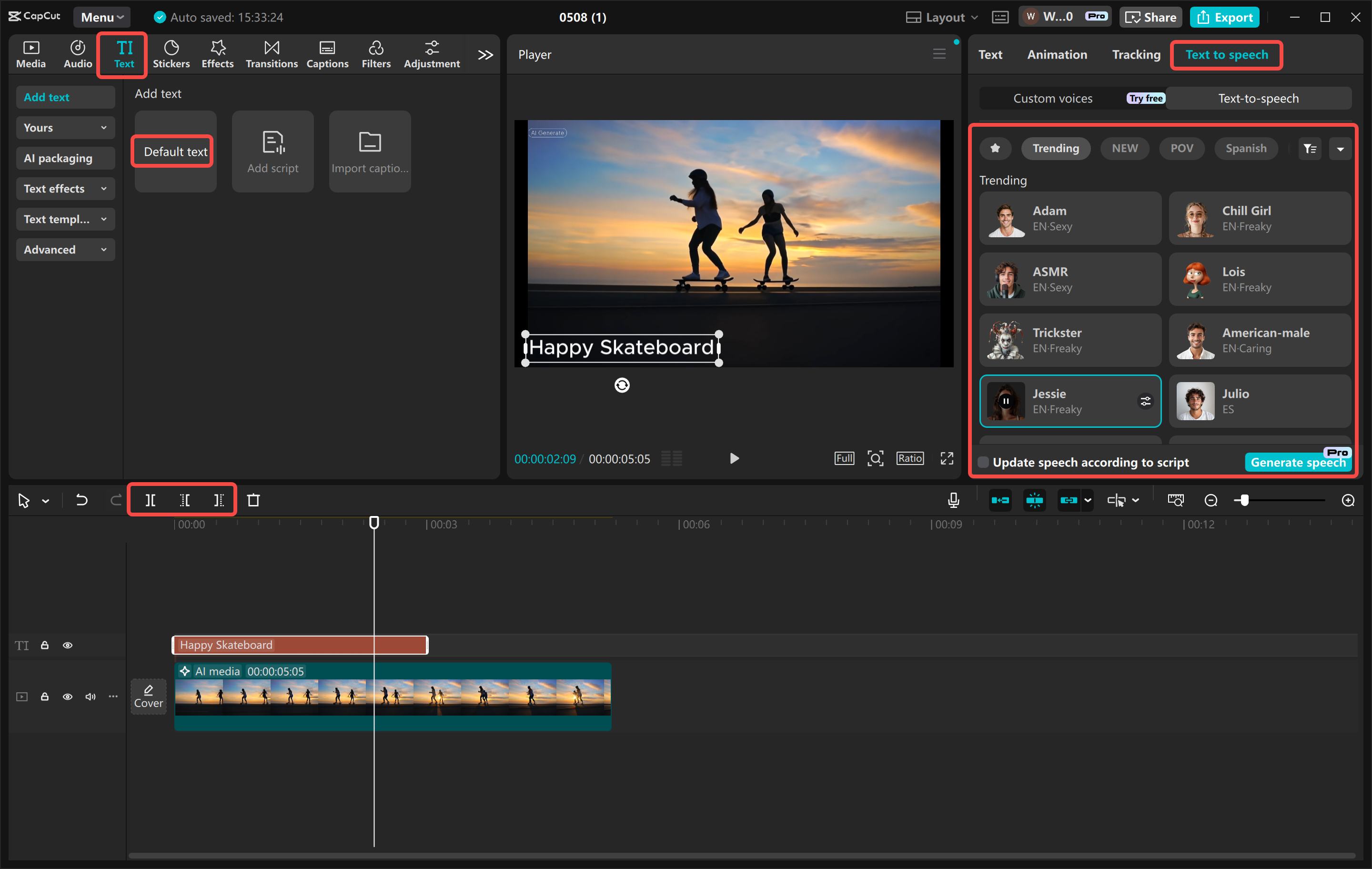 Montage d'une vidéo dans l' CapCut éditeur vidéo de bureau