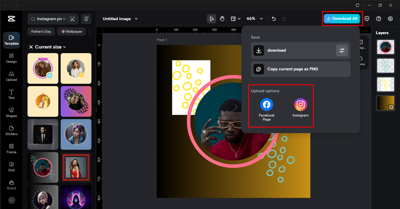 Ini-export ang larawan ng profile sa Instagram mula sa CapCut desktop video editor