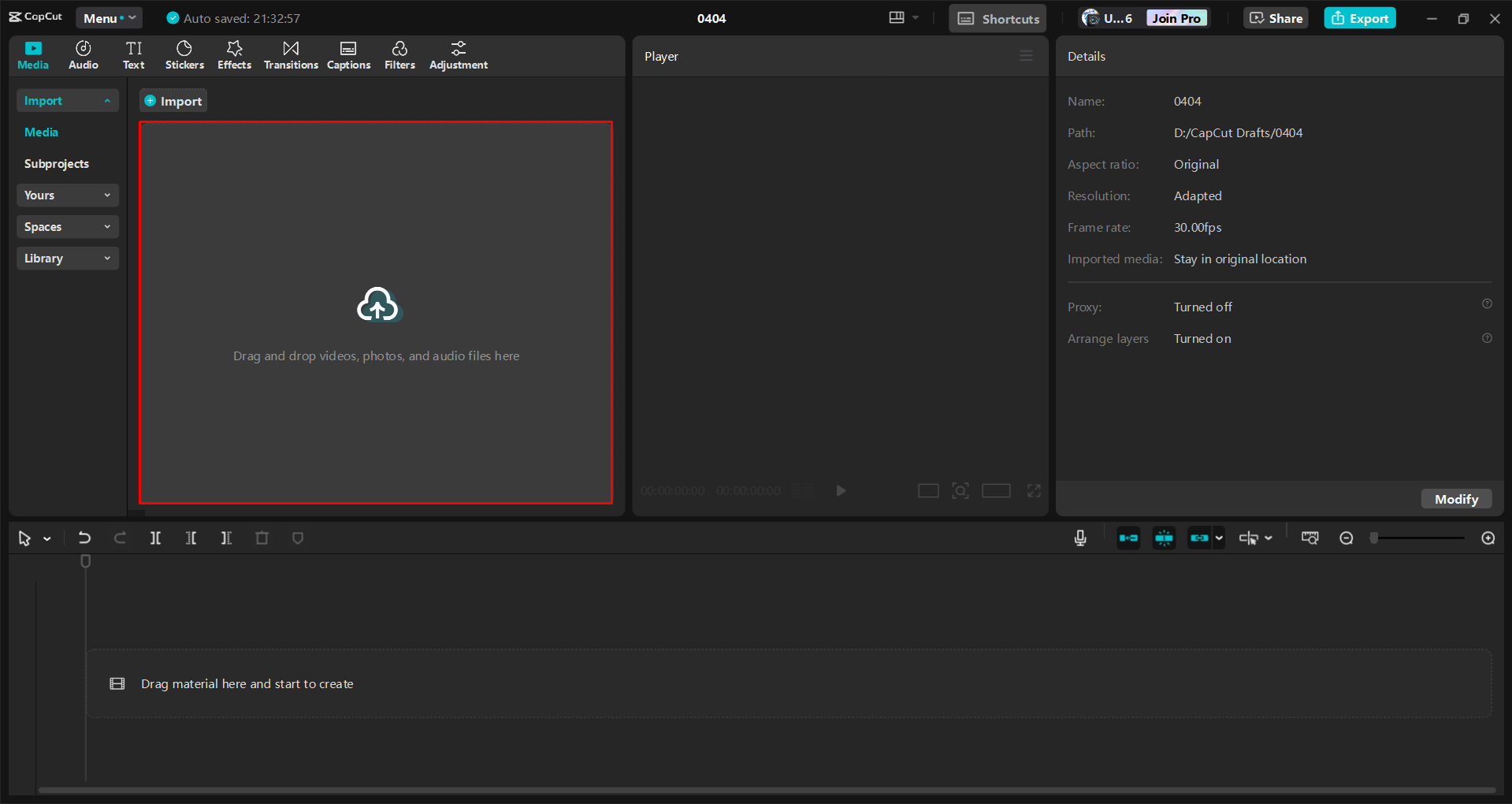 Pag-import ng video sa CapCut desktop video editor