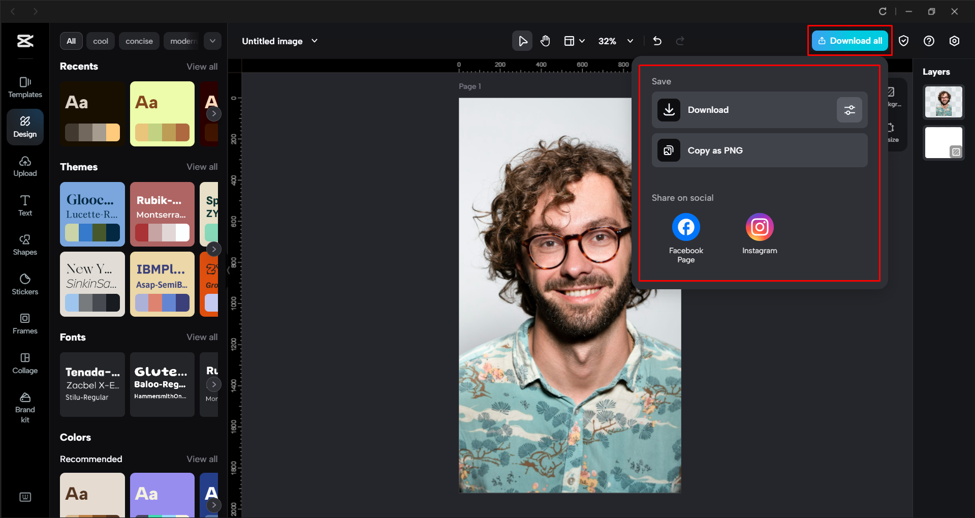 Scaricare l'immagine dall' CapCut editor video desktop