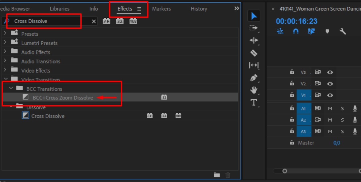 Applicare e personalizzare lo zoom BCC + cross dissolve