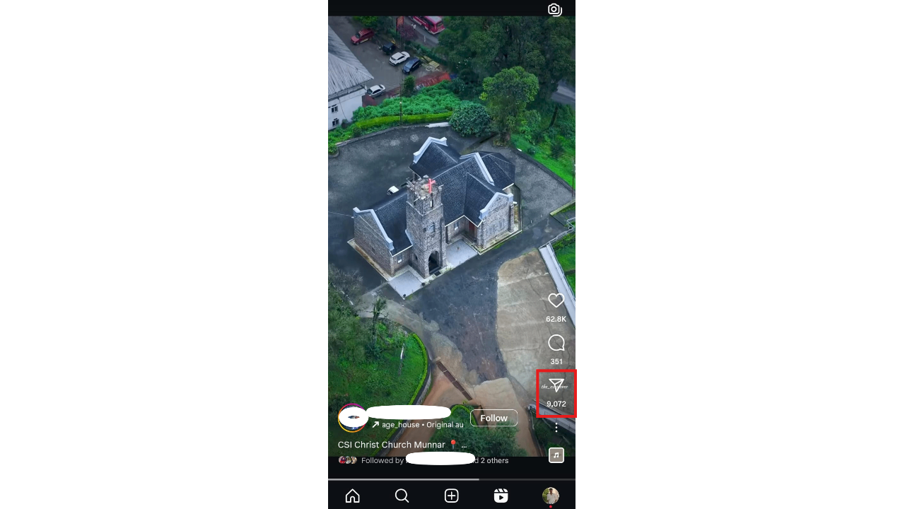 Find the post and tap share