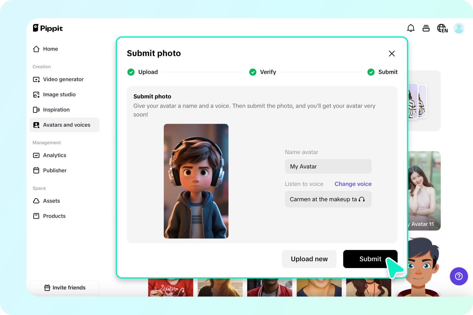 Refine, export, and publish your avatar video