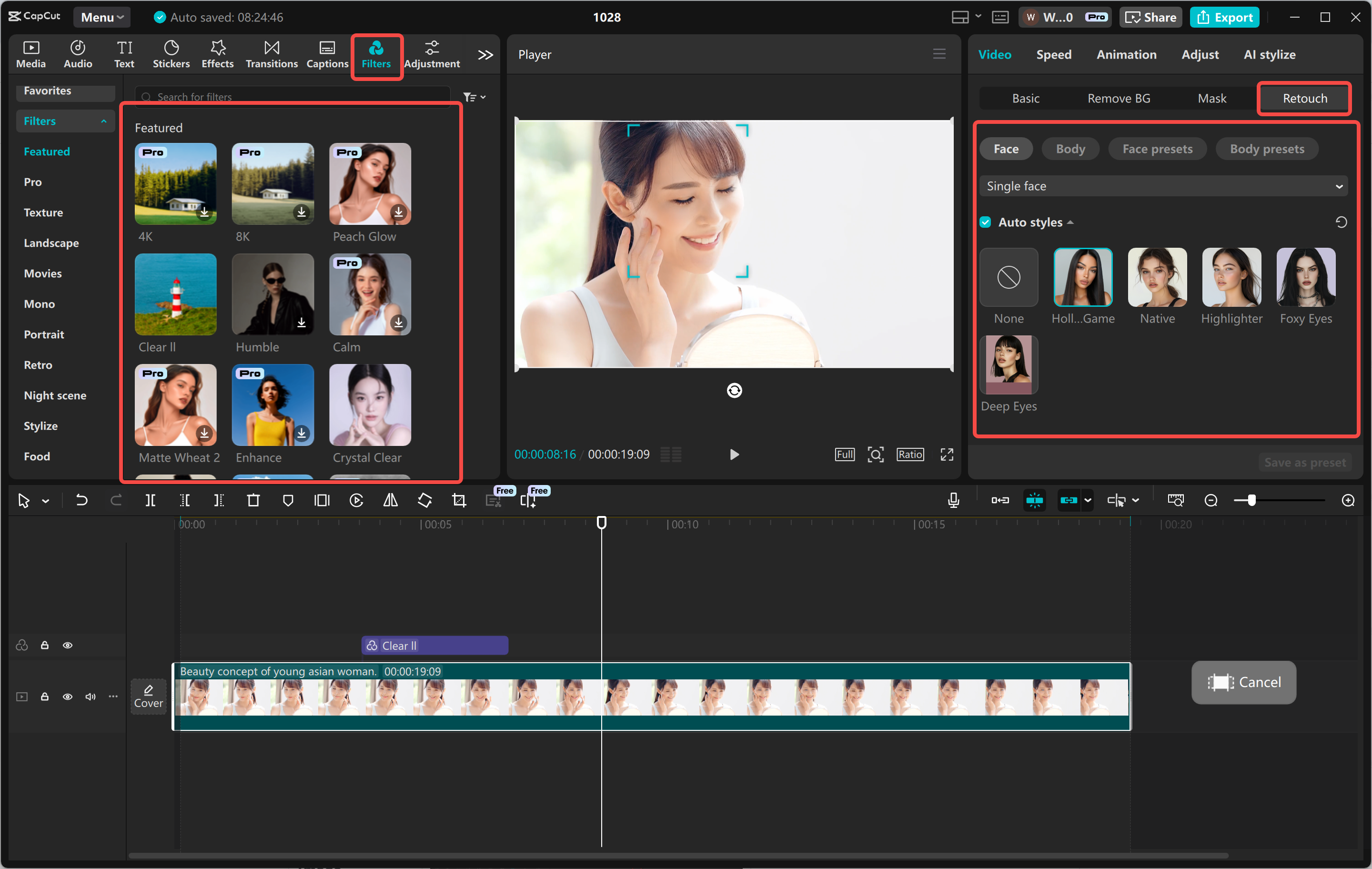 Editing a photo in the CapCut desktop video editor