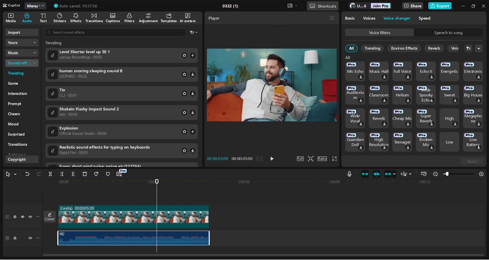 Interface do editor de vídeo para desktop CapCut - a melhor maneira de adicionar música ao seu conteúdo de vídeo