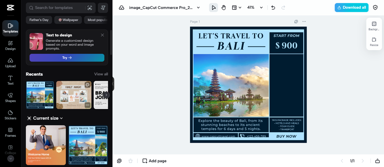 Video and image editing space