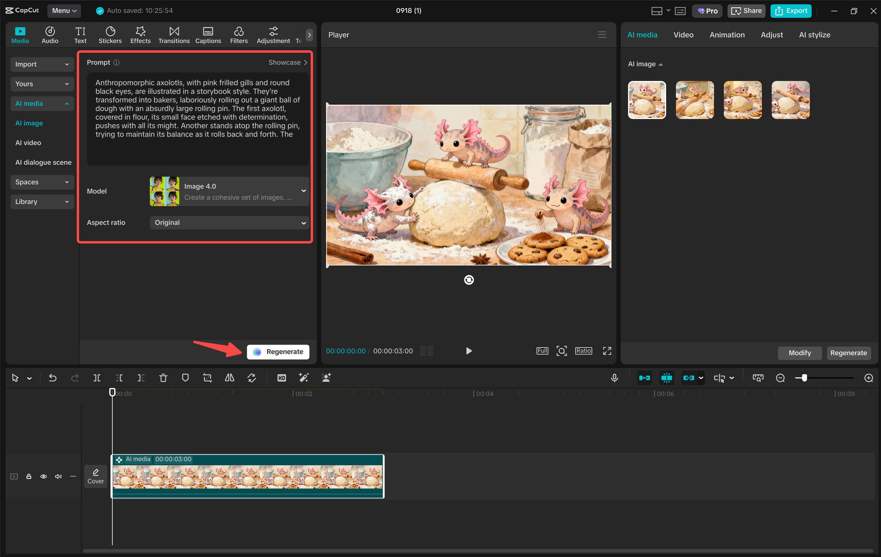 Generating an image with AI in the CapCut desktop video editor