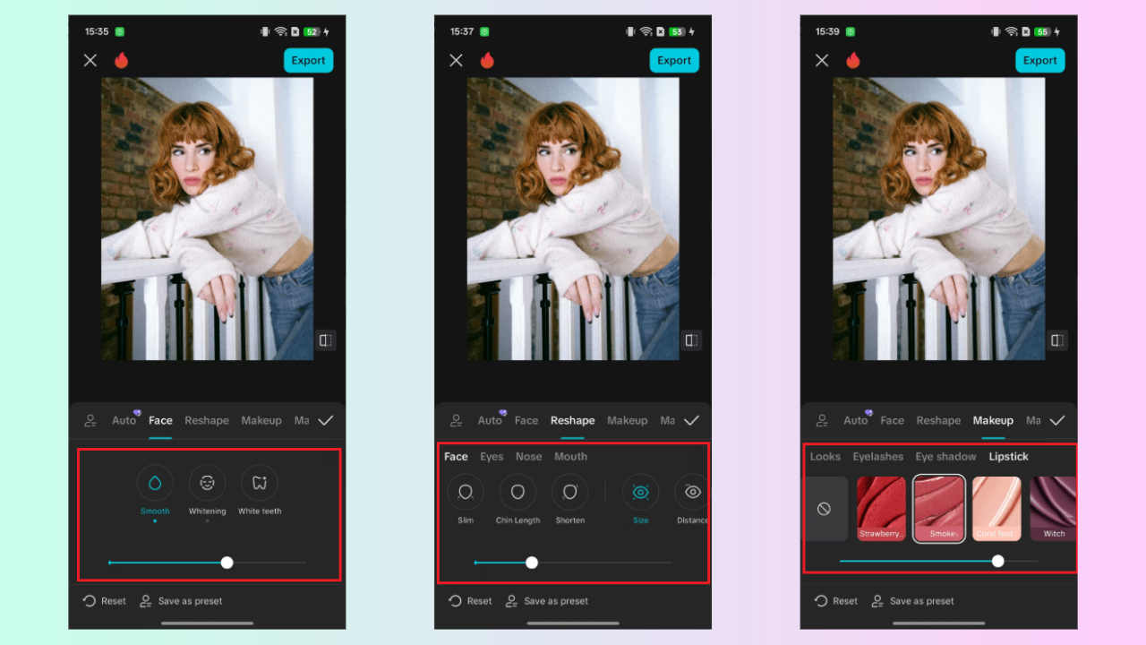 Choisissez les fonctionnalités de retouche