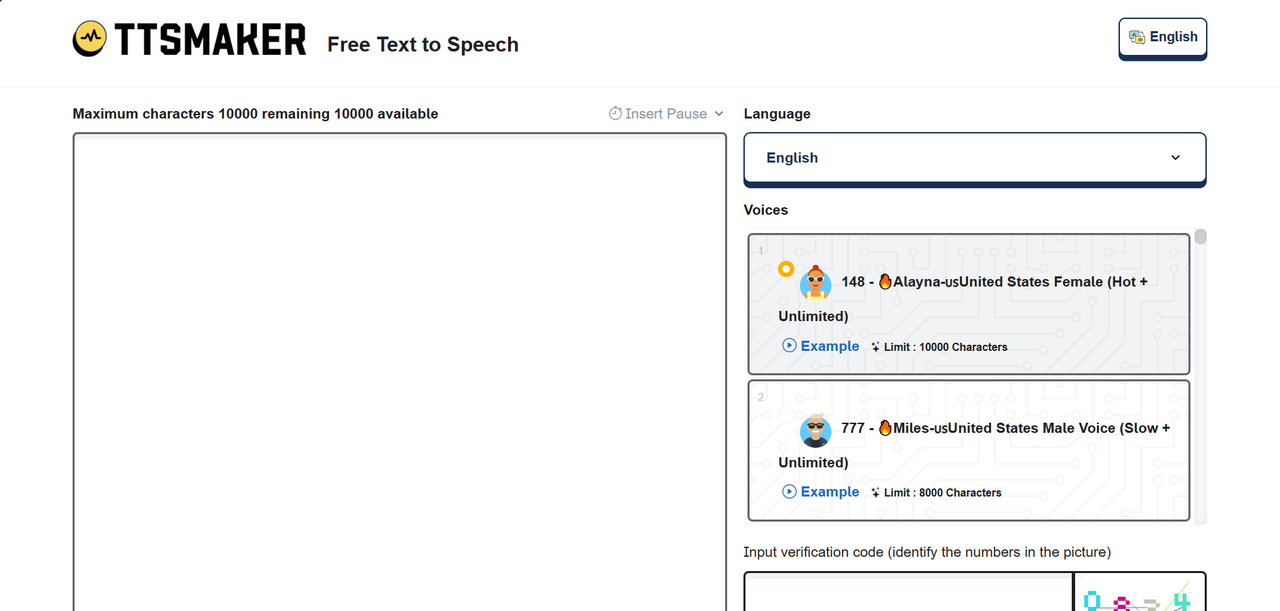 TTSMaker interface