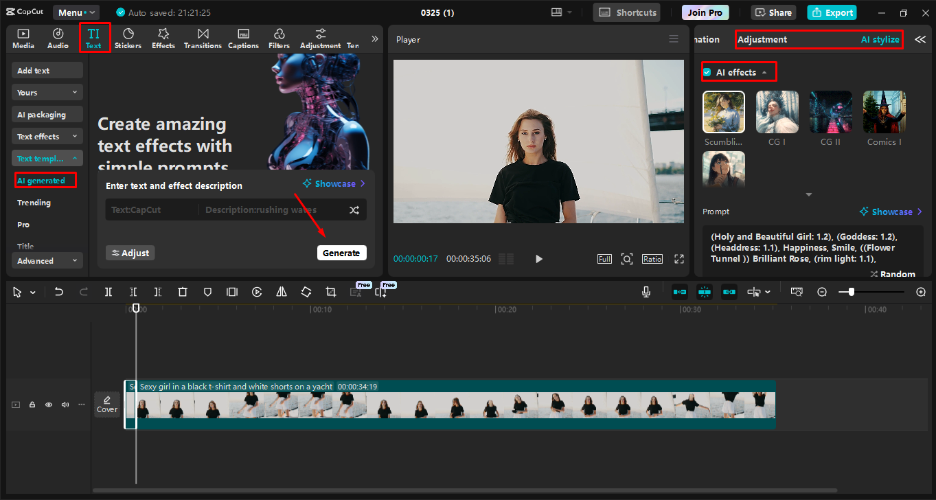 Melaraskan dan meningkatkan imej dengan CapCut editor video desktop