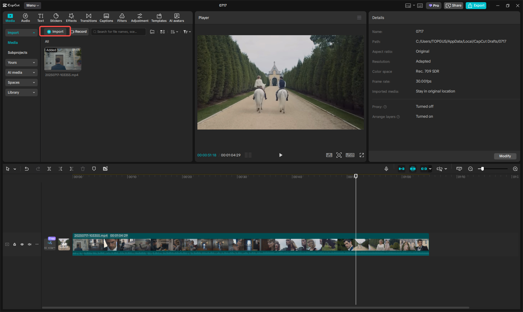 Upload a music video to CapCut