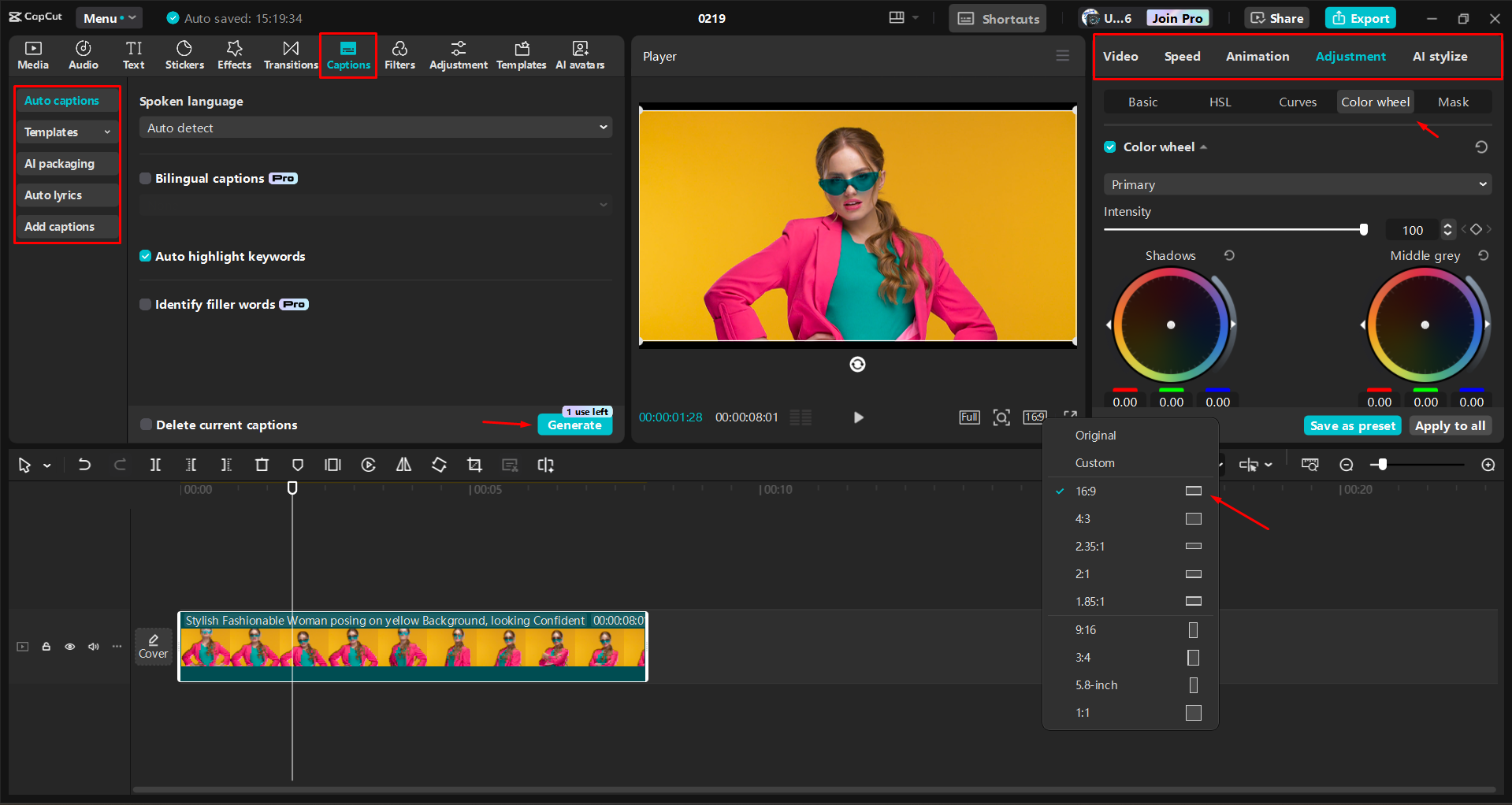 Tùy chỉnh video để tăng mức độ tương tác trong CapCut trình chỉnh sửa video trên máy tính để bàn