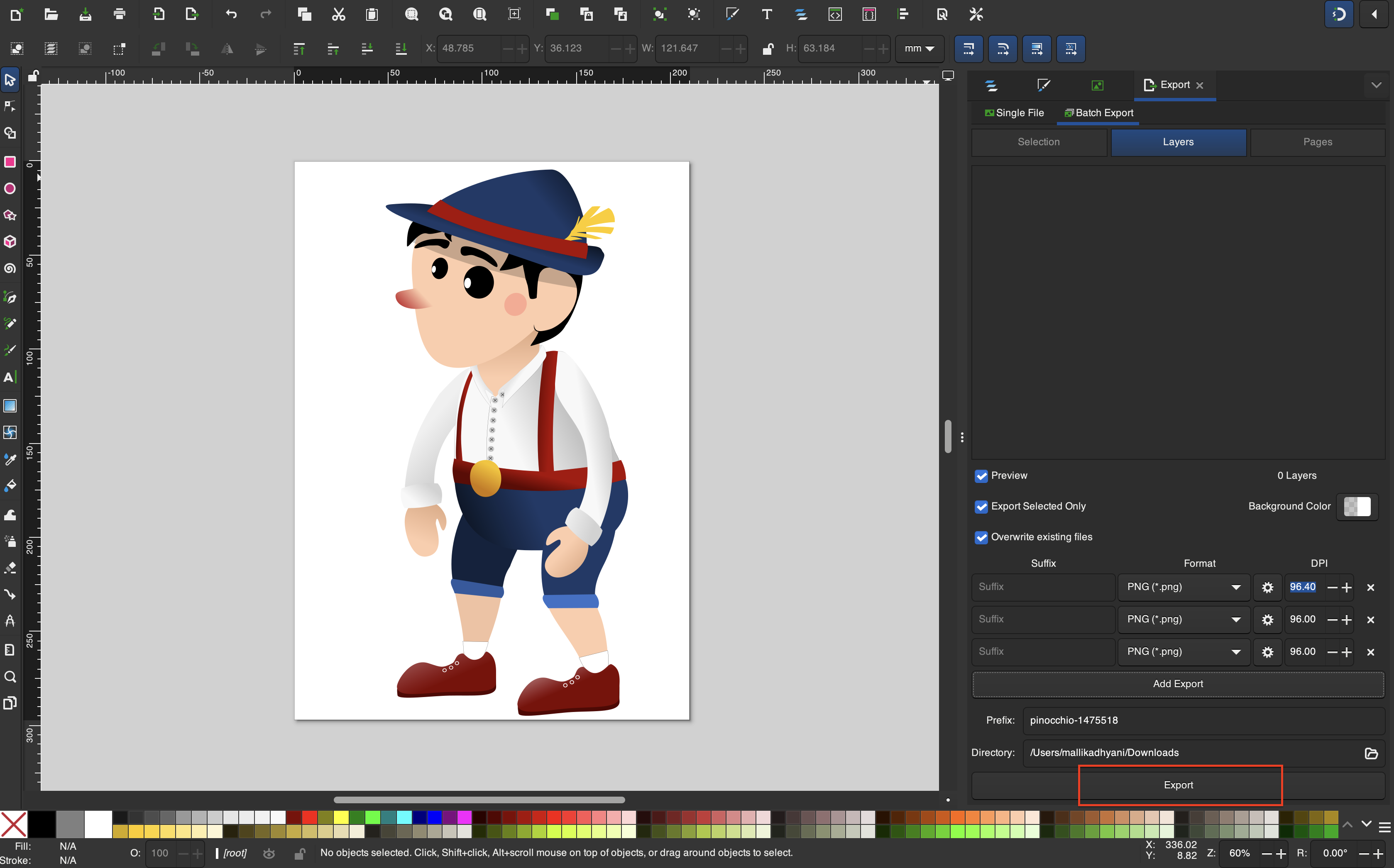 Set the resolution and export the PNG image