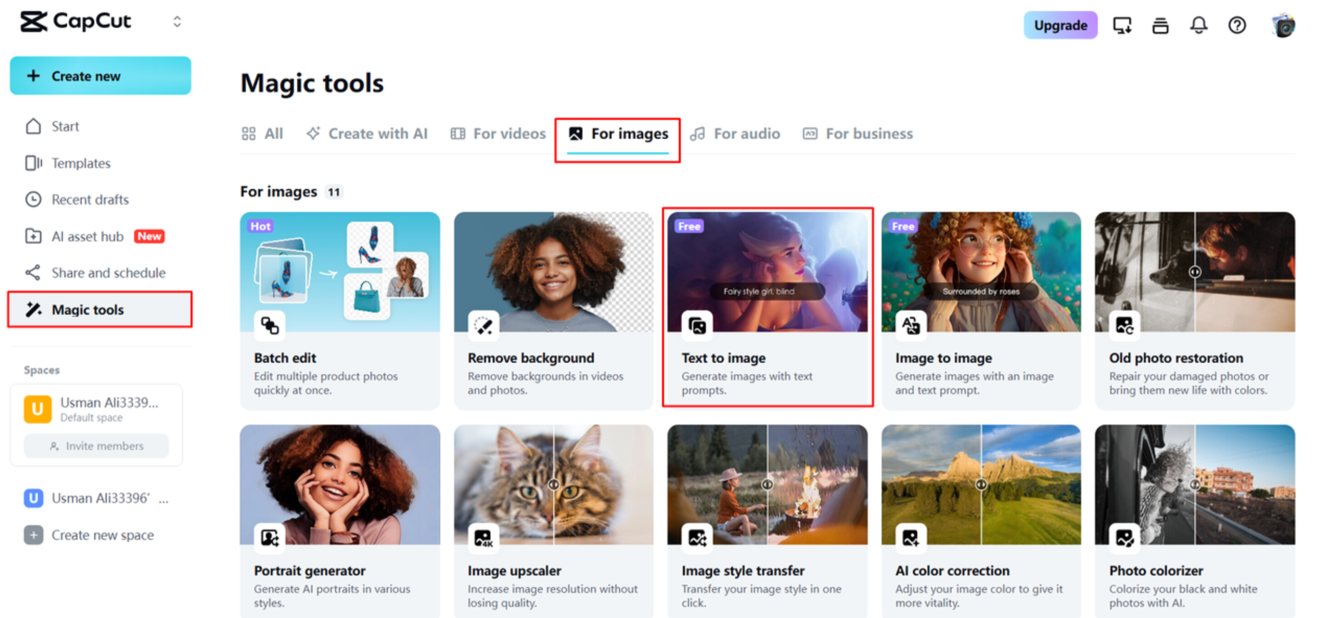 Abrir el generador de imágenes en CapCut Web