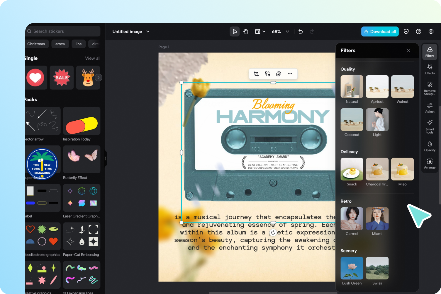 Edit the album cover using CapCut's rich tools