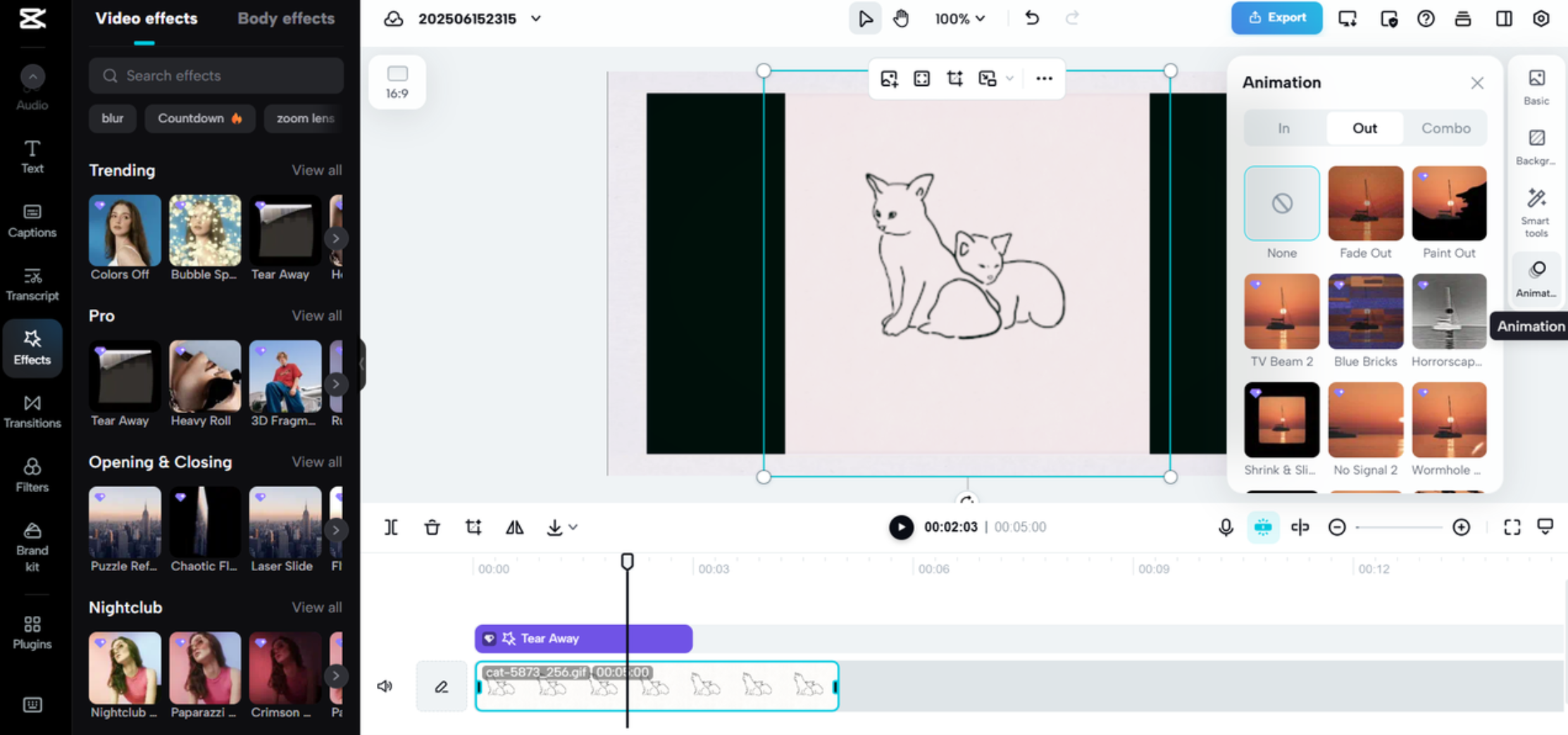 Interface de CapCut Web - uma maneira fácil de fazer um vídeo GIF