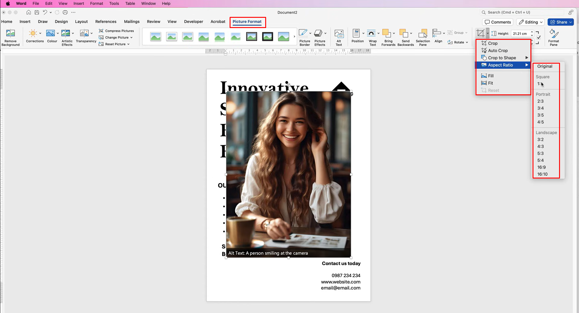 De afbeeldingslay-out aanpassen om een flyer in Word te maken