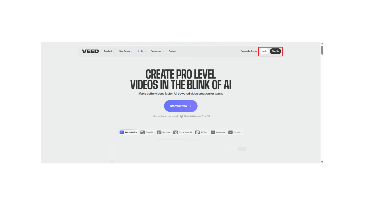 Visit veed.io and log into your account
