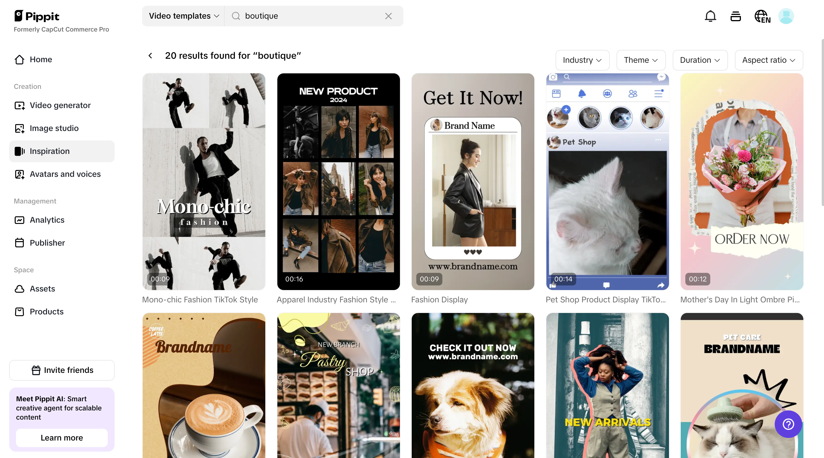Customizable trending templates