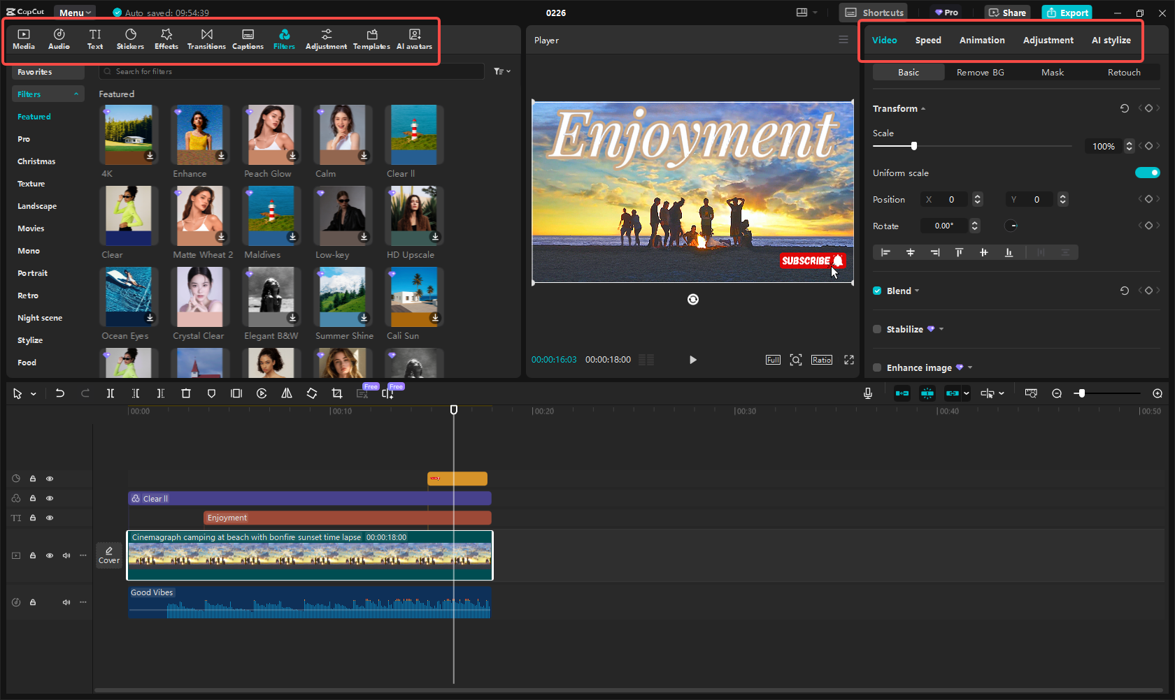 Bearbeiten des YouTube-Videos in CapCut