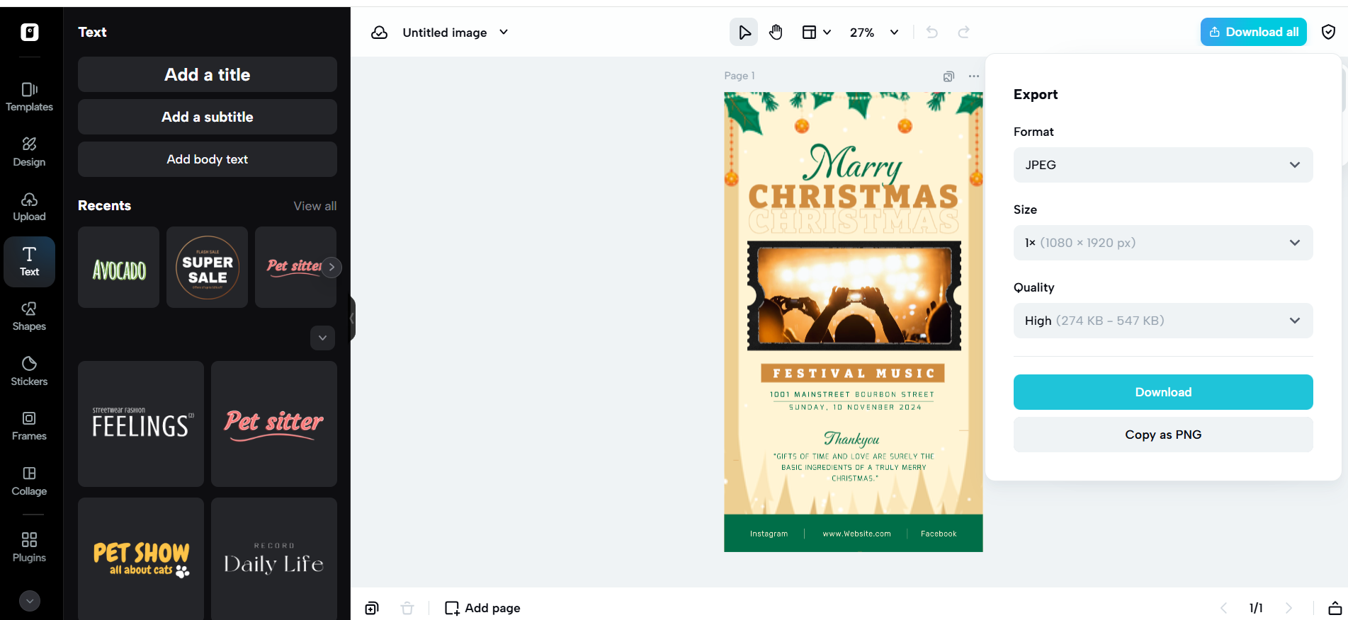 Export and share