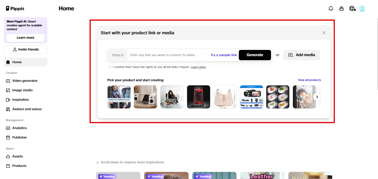 Generator wideo Pippit