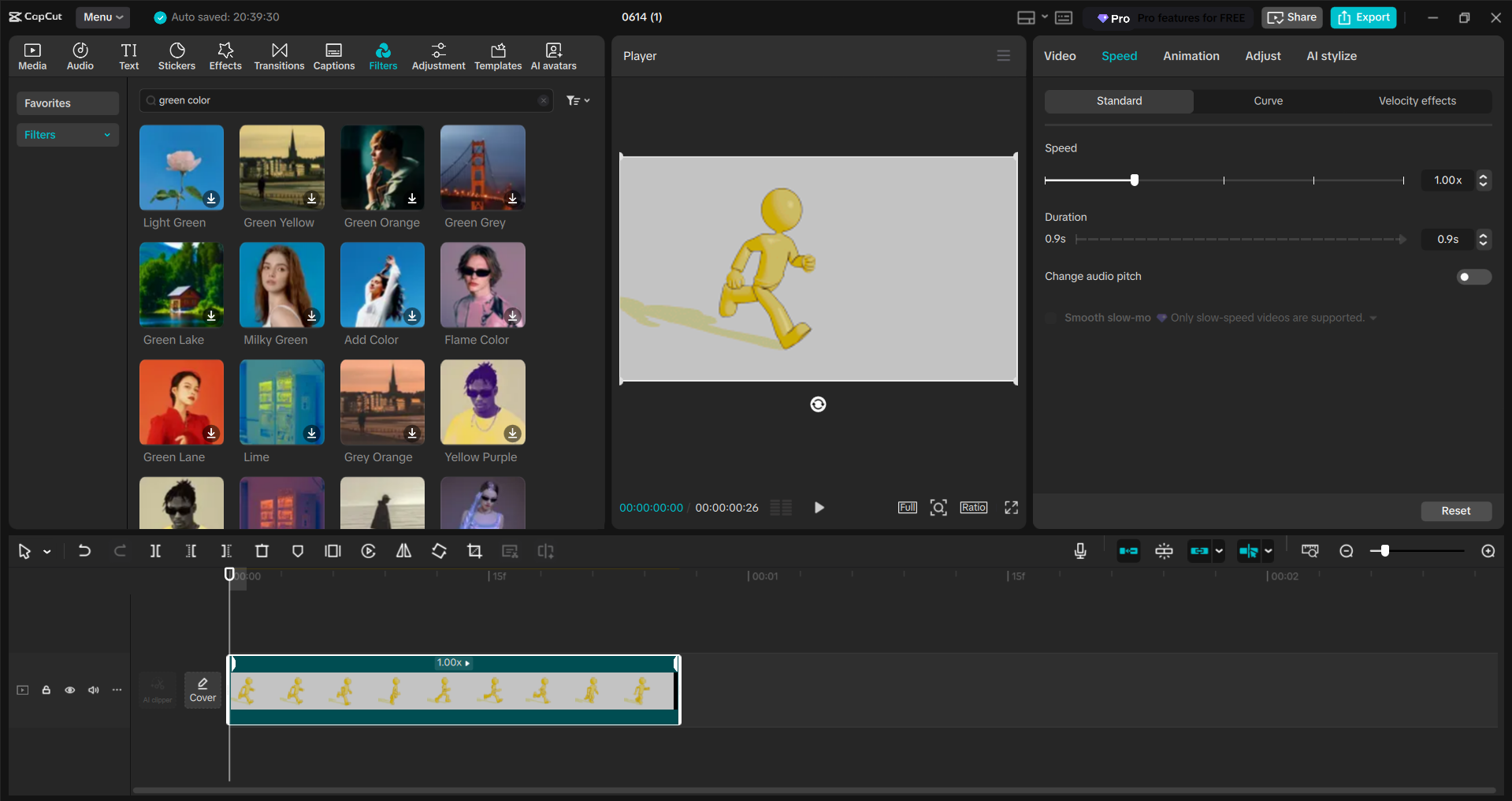 Interface do editor de vídeo para desktop CapCut - uma maneira fácil de acelerar um GIF