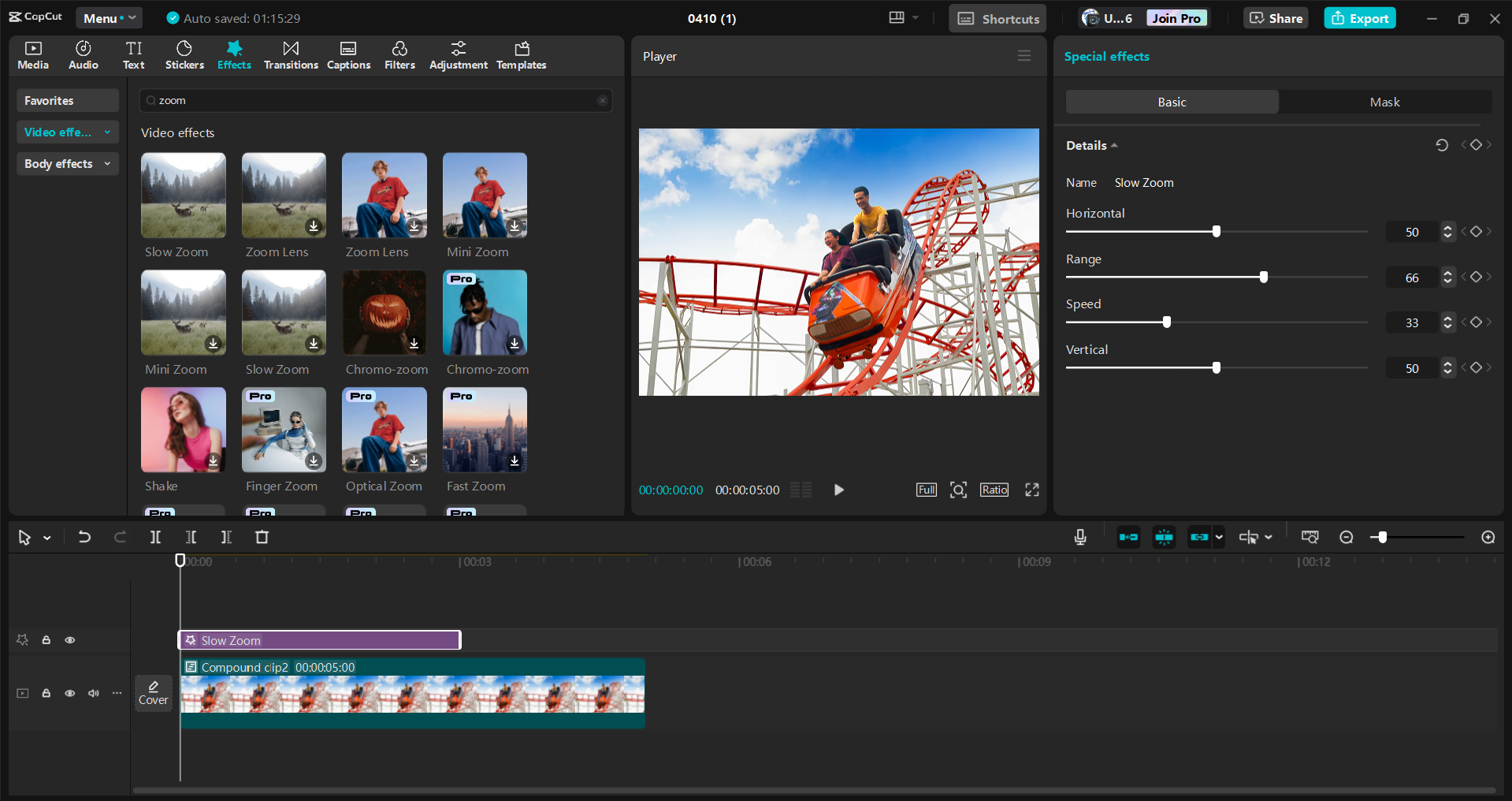 Interface of the CapCut desktop video editor - another way to add zoom in effect to videos