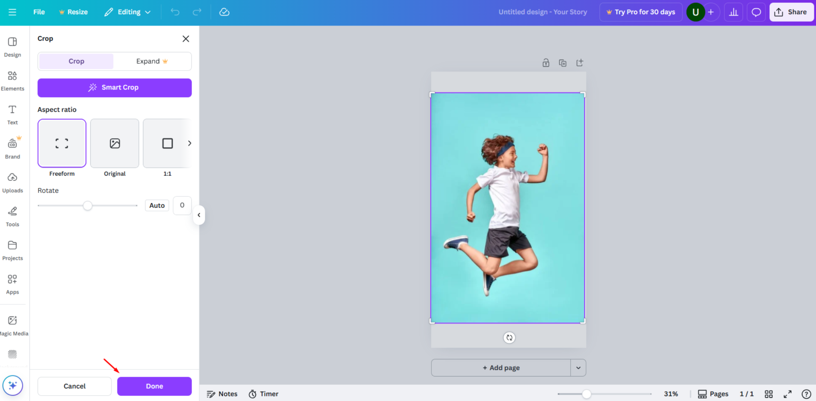 Canva'da bir görseli yeniden boyutlandırma ve ayarlama