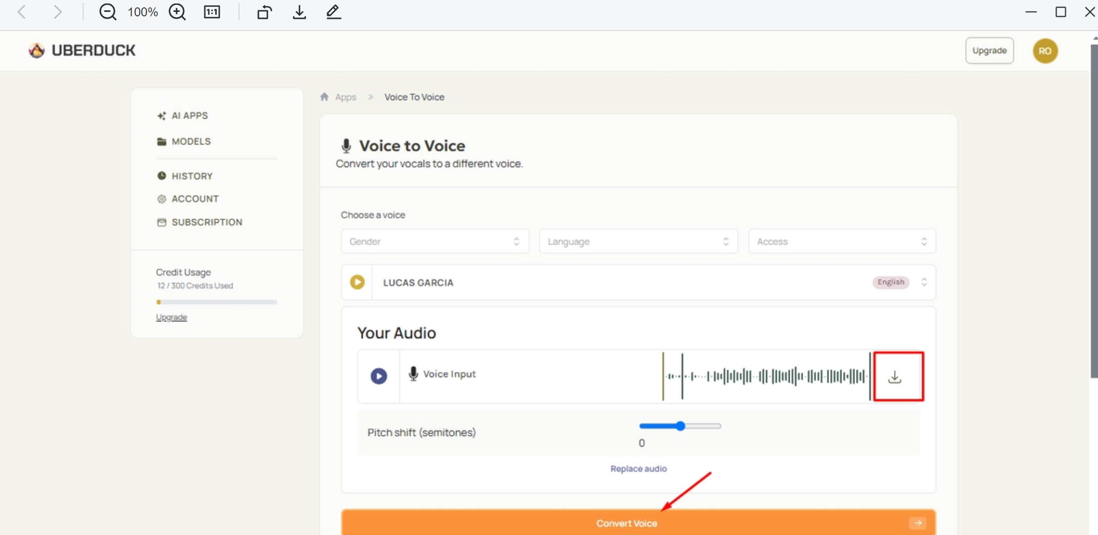 Conversia sunetului pentru a genera o voce de rapper AI în Uberduck