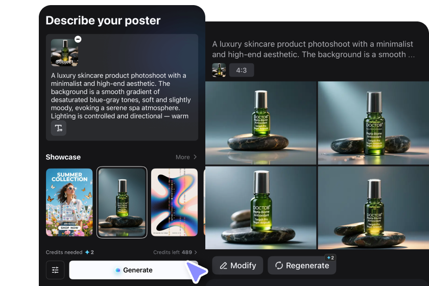 Adjust settings and generate poster