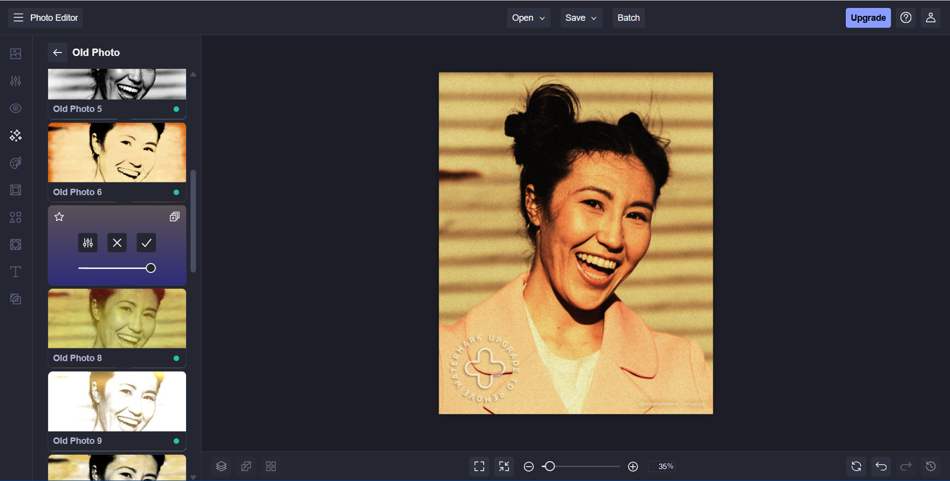 Befunky vous permet d'ajouter des effets de grain de film en ligne