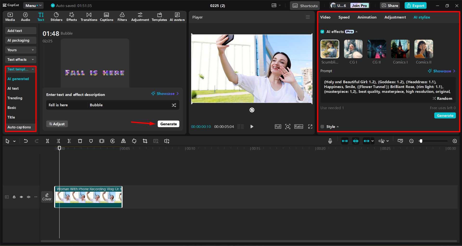 Editing a video for YouTube in the CapCut desktop video editor