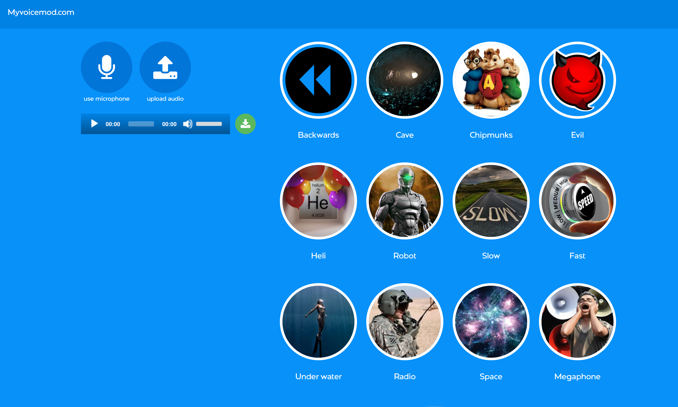 Interface of MyVoiceMod - a valuable free online voice changer