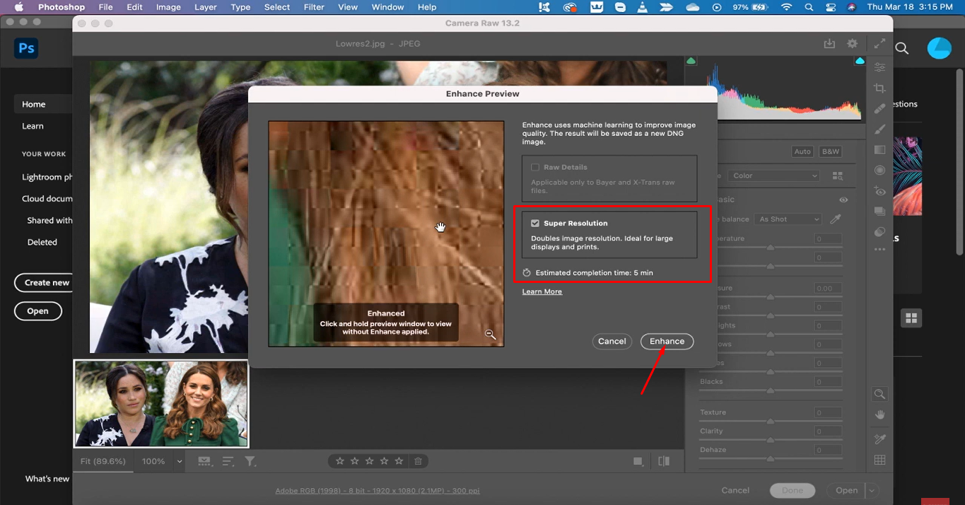 Aplicar Súper Resolución para aumentar la resolución en Photoshop