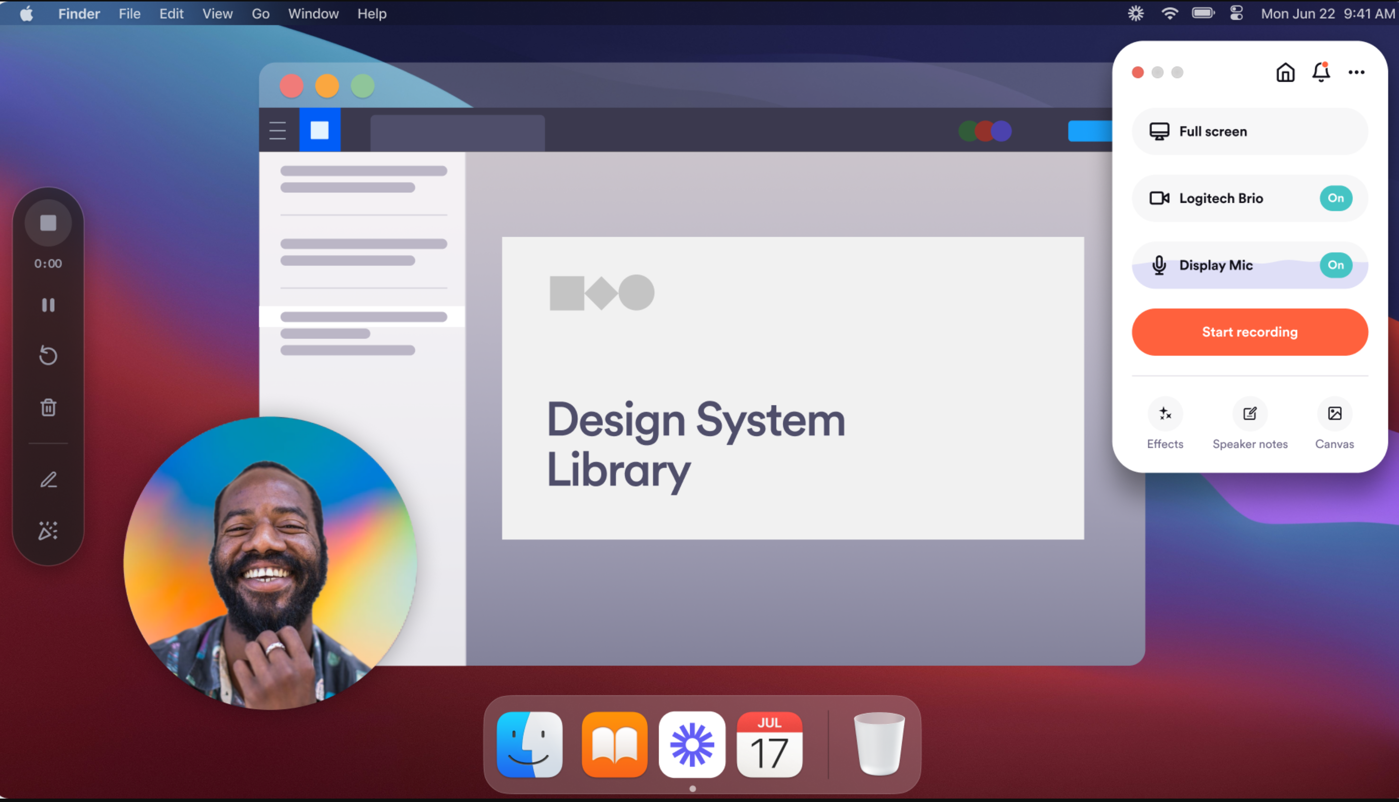 La interfaz de Loom - una grabadora de pantalla bien conocida para portátil Windows 10 disponible para su descarga gratuita