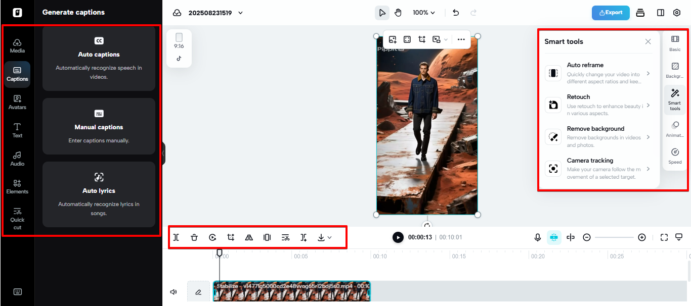 Editor de videos Pippit