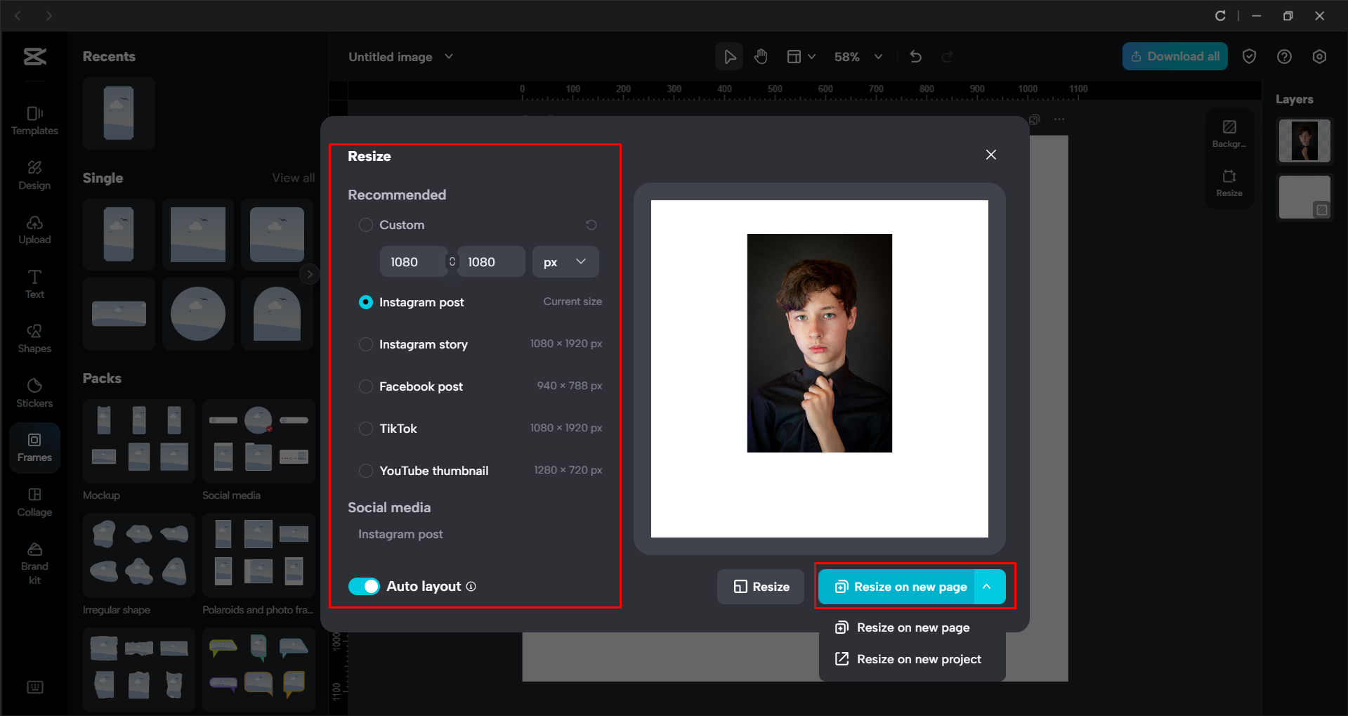 Mengubah ukuran gambar dengan editor video desktop CapCut