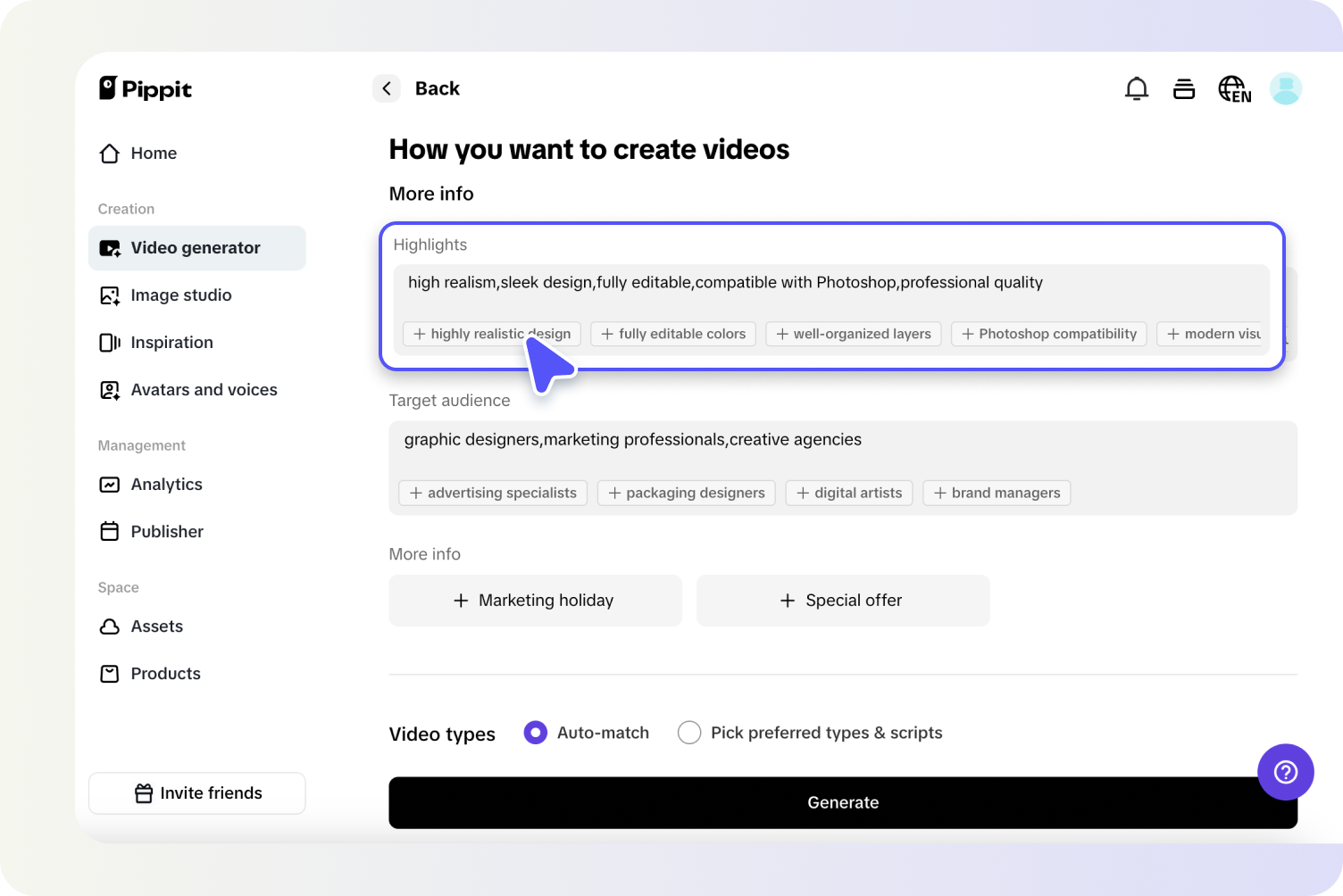 Turn words into videos
