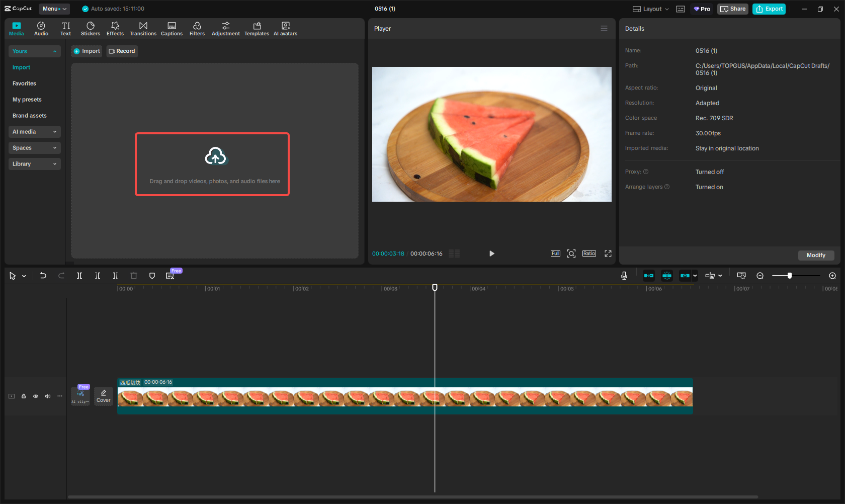 Importing your image/video into CapCut