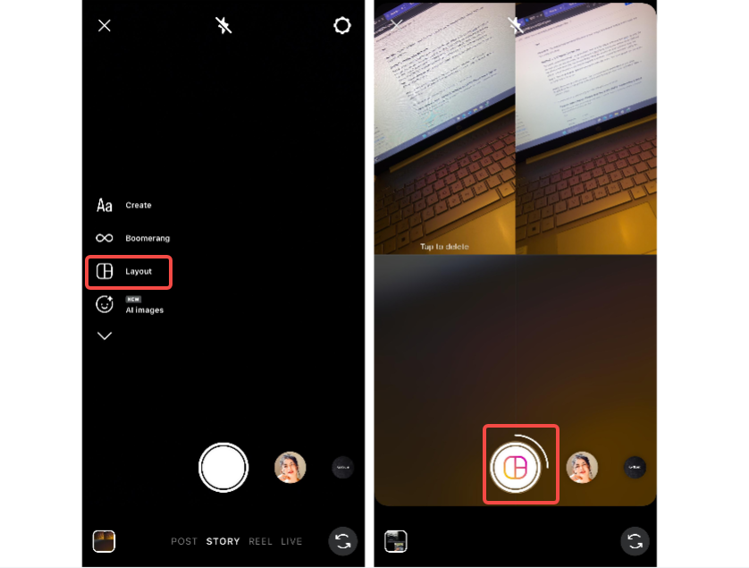 Sesuaikan kisi kolase di Instagram