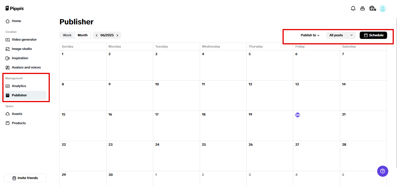 Pippit content calendar