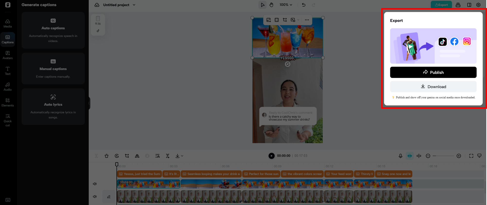 Publikasikan atau unduh video yang telah Anda buat.
