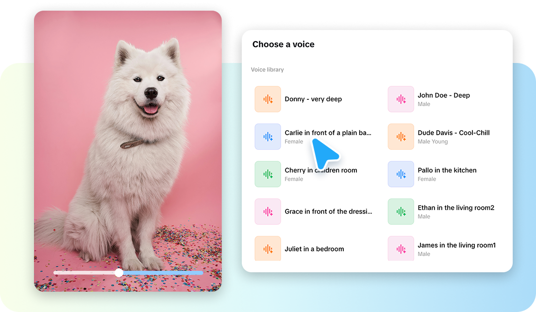Voices options in AI talking photo