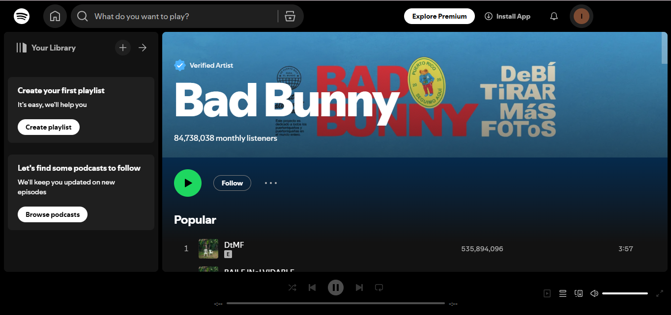 Bad Bunny - Spotify 'da en çok dinlenen erkek sanatçı