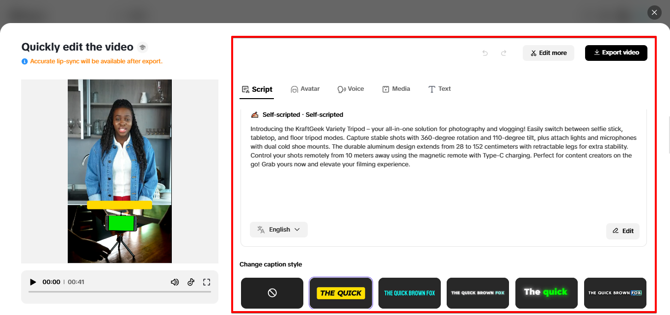 Exportando video desde Pippit