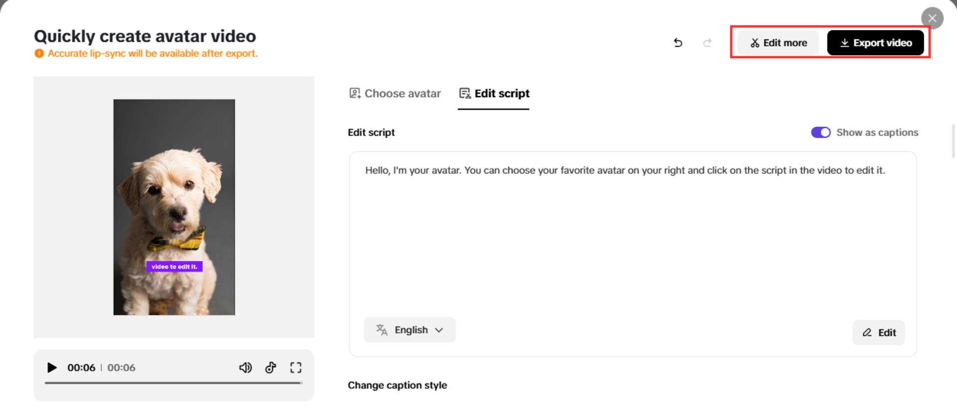 Export video and edit more